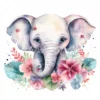 20 High-Quality Floral Cute Elephants Clipart - Cute elephants digital watercolor JPG instant download for commercial use - Digital download