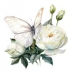 19 High-Quality White Butterfly Rose Clipart -White Butterfly digital watercolor JPG instant download for commercial use - Digital download
