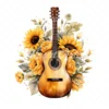 20 High-Quality Sunflowers Guitars Clipart - Sunflowers guitar digital watercolor JPG instant download for commercial use - Digital download