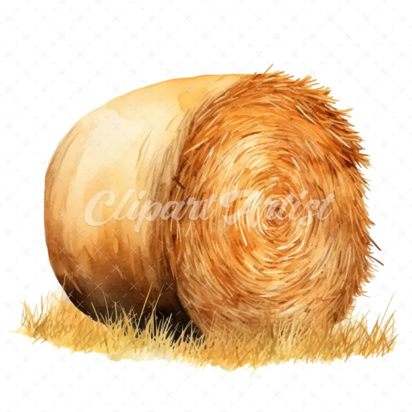 19 High-Quality Hay Bale Clipart - Hay bale digital watercolor JPG instant download for commercial use - Digital download