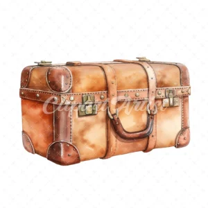 20 High-Quality Old Suitcase Clipart - Old suitcase digital watercolor JPG instant download for commercial use - Digital download