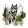 20 High-Quality Forest Grey Wolf Clipart - Forest grey wolf digital watercolor JPG instant download for commercial use - Digital download