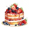 20 High-Quality Birthday Fruit Cake Clipart - Fruit cake digital watercolor JPG instant download for commercial use - Digital download