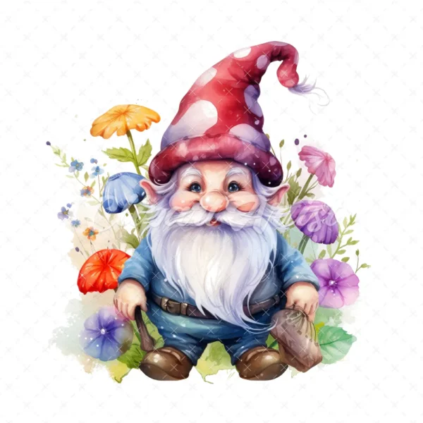 20 High-Quality Happy Cute Gnome Clipart - Happy cute gnome digital watercolor JPG instant download for commercial use - Digital download