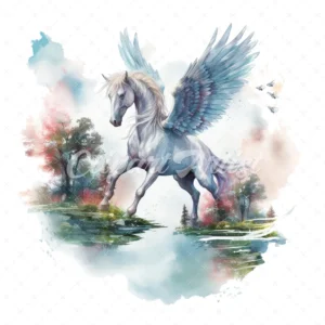 20 High-Quality Pegasus Landscape Clipart - Pegasus digital watercolor JPG instant download for commercial use - Digital download