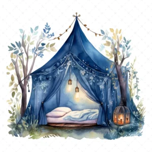 20 High-Quality Night Tents Clipart - Night tents digital watercolor JPG instant download for commercial use - Digital download