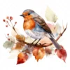 20 High-Quality Robin on Dry Leaf Clipart - Birds digital watercolor JPG instant download for commercial use - Digital download