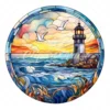 20 High-Quality Seaside Stained Glass Clipart - Seaside digital watercolor JPG instant download for commercial use - Digital download