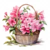 20 High-Quality Azaleas Basket Clipart - Azaleas basket digital watercolor JPG instant download for commercial use - Digital download