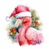 20 High-Quality Flamingo Santa Hat Clipart - Flamingo hat digital watercolor JPG instant download for commercial use - Digital download