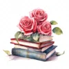 20 High-Quality Rose Books Clipart - Rose books digital watercolor JPG instant download for commercial use - Digital download