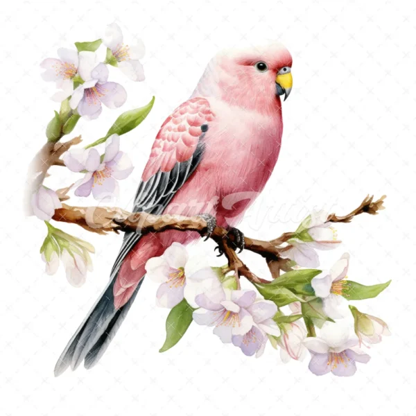 18 High-Quality Pink Bourke Parakeet Clipart - Pink parakeet digital watercolor JPG instant download for commercial use - Digital download