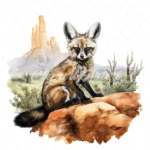 19 High-Quality Bat Eared Fox Clipart - Bat eared fox digital watercolor JPG instant download for commercial use - Digital download