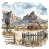 19 High-Quality Old West Clipart - Old west landscape digital watercolor JPG instant download for commercial use - Digital download