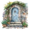 20 High-Quality Doors on Countryside Clipart - Floral doors digital watercolor JPG instant download for commercial use - Digital download