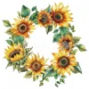 20 High-Quality Sunflowers Wreath Clipart - Sunflowers wreath digital watercolor JPG instant download for commercial use - Digital download