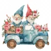 19 High-Quality Gnomes in Pickup Truck Clipart - Gnomes pickup digital watercolor JPG instant download for commercial use - Digital download