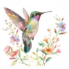 20 High-Quality Floral Hummingbird Clipart - Hummingbird digital watercolor JPG instant download for commercial use - Digital download