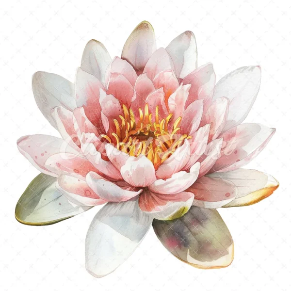 19 High-Quality Delicate Water Lily Clipart - Water lily digital watercolor JPG instant download for commercial use - Digital download