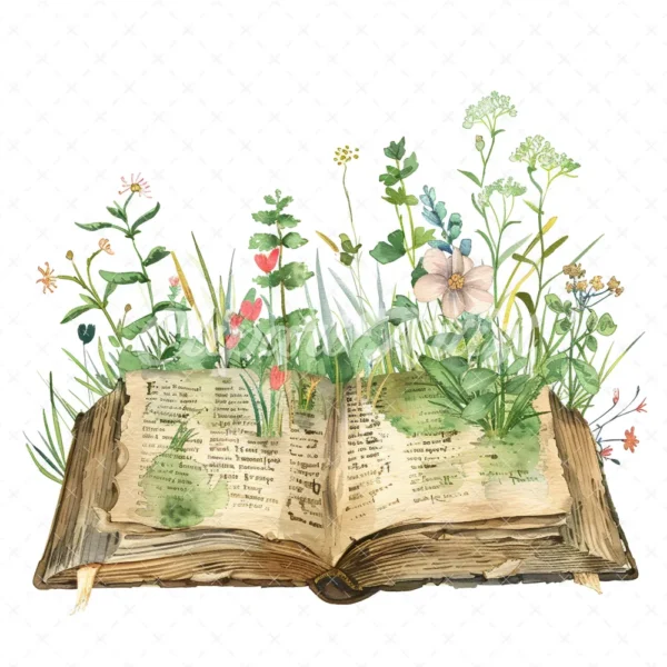 20 High-Quality Forgotten Book Clipart - Forgotten book digital watercolor JPG instant download for commercial use - Digital download