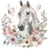 20 High-Quality White Floral Horse Clipart - White horse digital watercolor JPG instant download for commercial use - Digital download