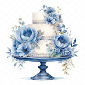 20 High-Quality Luxury Blue Cakes Clipart - Luxury cakes digital watercolor JPG instant download for commercial use - Digital download