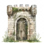 20 High-Quality Castle Entrance Clipart - Castle entrance digital watercolor JPG instant download for commercial use - Digital download