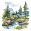 19 High-Quality Crystalline Stream Clipart - Crystalline digital watercolor JPG instant download for commercial use - Digital download