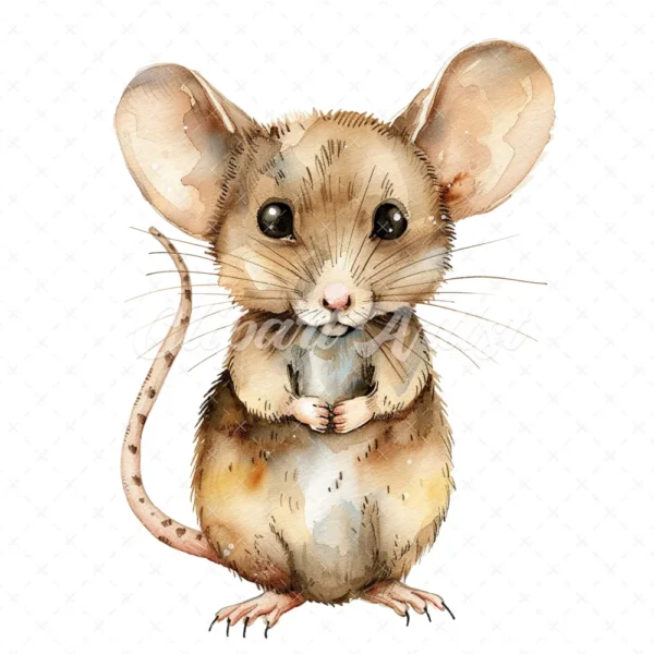 20 High-Quality Cute Mouse Clipart - Cute mouse digital watercolor JPG instant download for commercial use - Digital download