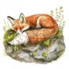 22 High-Quality Cute Fox Sleep Clipart - Cute fox sleep digital watercolor JPG instant download for commercial use - Digital download