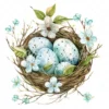 20 High-Quality Floral Bird Nest Clipart - Floral bird nest digital watercolor JPG instant download for commercial use - Digital download