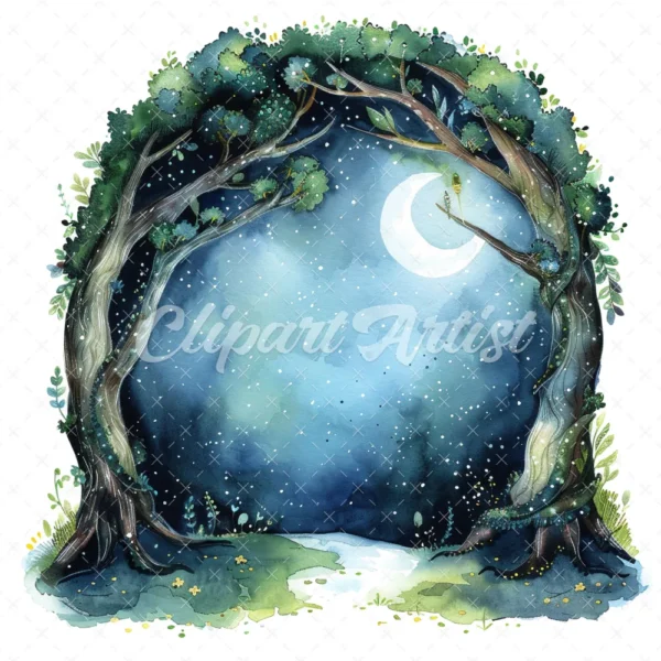 19 High-Quality Fairy Tree Archway Clipart - Fairy tree digital watercolor JPG instant download for commercial use - Digital download