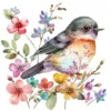 20 High-Quality Cute Floral Bird Clipart - Cute floral bird digital watercolor JPG instant download for commercial use - Digital download