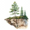 20 High-Quality Pine Trees on Cliff Clipart - Pine trees on cliff watercolor JPG instant download for commercial use - Digital download
