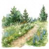 18 High-Quality Spring Meadow Trail Clipart - Spring meadow trail watercolor JPG instant download for commercial use - Digital download