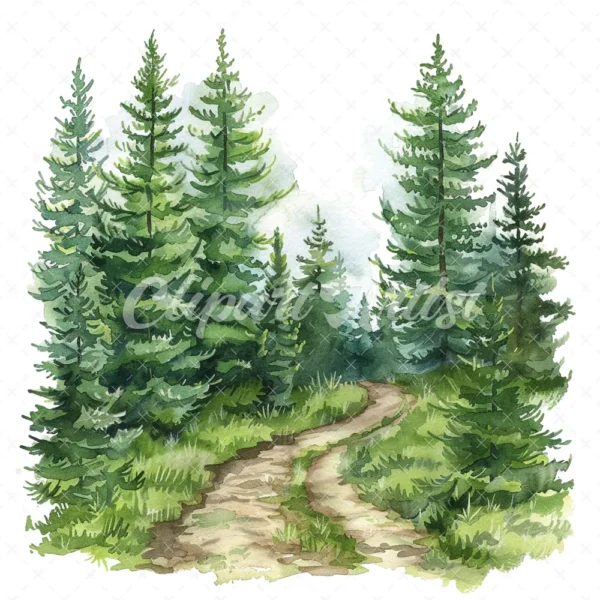 20 High-Quality Forest Trail Clipart - Forest trail landscape watercolor JPG instant download for commercial use - Digital download