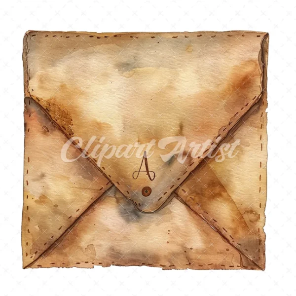 20 High-Quality Antique Letter Envelope Clipart - Letter envelope watercolor JPG instant download for commercial use - Digital download