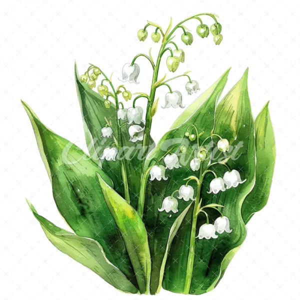 20 High-Quality Lily Of Valley Clipart - Lily of the valley digital watercolor JPG instant download for commercial use - Digital download