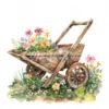 20 High-Quality Rustic Wheelbarrow Clipart - Wheelbarrow digital watercolor JPG instant download for commercial use - Digital download