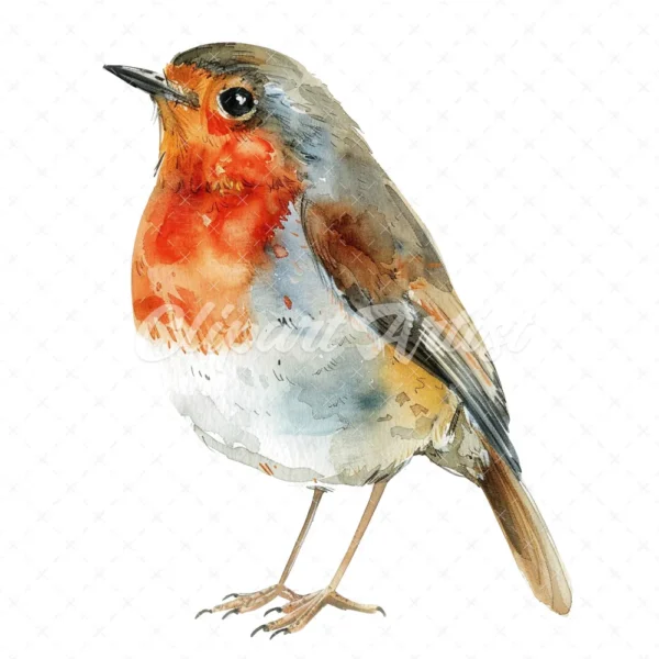20 High-Quality Quirky Robin Clipart - Quirky robin bird digital watercolor JPG instant download for commercial use - Digital download