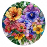 19 High-Quality Stained Glass Flowers Clipart - Stained glass digital watercolor JPG instant download for commercial use - Digital download