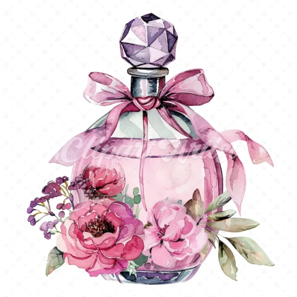 18 High-Quality Floral Perfume Clipart JPG - Pink perfume bottle digital clipart JPG instant download for commercial use - Digital Download