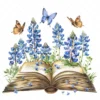 21 High-Quality Bluebonnet Floral Book Clipart - Floral book digital watercolor JPG instant download for commercial use - Digital download
