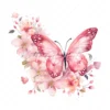 20 High-Quality Pink Floral Butterfly Clipart - Pink butterfly digital watercolor JPG instant download for commercial use - Digital download