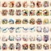 Floral Animals Watercolor Clipart Bundle - 450+ transparent PNG, Adorable animals png, Flower animal decor, Commercial use, Digital download