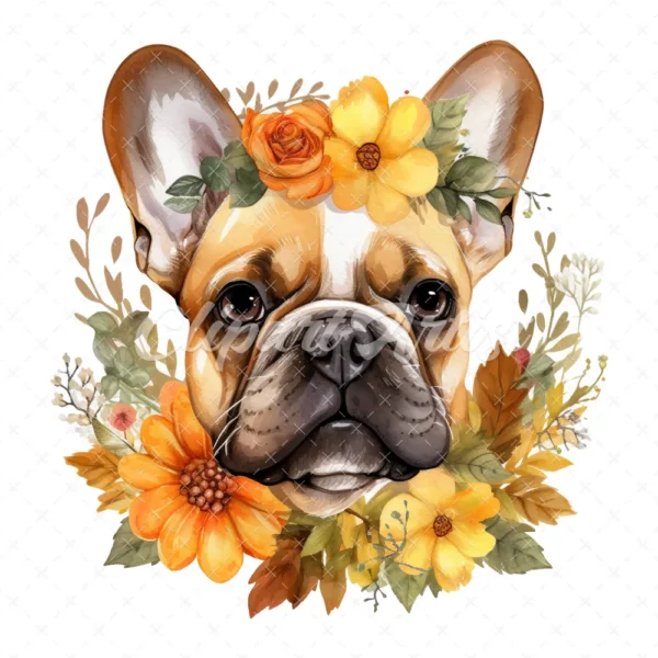 20 High-Quality French Cute Bulldog Clipart - Cute bulldog digital watercolor JPG instant download for commercial use - Digital download