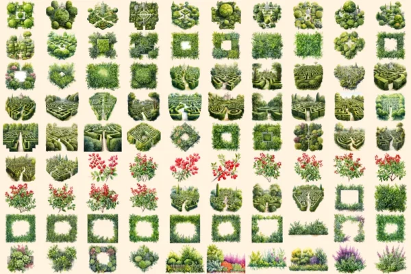 Bushes Watercolor Clipart Bundle - 625+ transparent PNG, Vibrant garden shrub graphics, Lush foliage png, Commercial use, Digital download