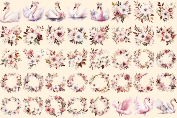 Ballerina Watercolor Clipart Bundle - 273+ transparent PNG, Ballet dancer illustrations, Swan lake images, Commercial use, Digital download