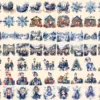Navy Christmas Watercolor Clipart Bundle - 510+ transparent PNG, Festive decor graphics, Blue holiday png, Commercial use, Digital download