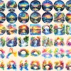 Rainbow Bridges Watercolor Clipart Bundle - 352+ transparent PNG, Colorful archway images, Vibrant bridge, Commercial use, Digital download